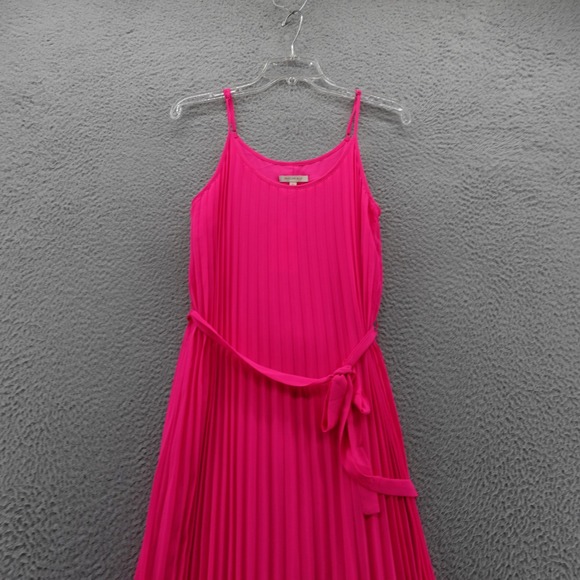 NWT Skies Are‎ Blue Pleated Colorblock Maxi Dress XS Hot Pink Red Womens Belted - Picture 3 of 15